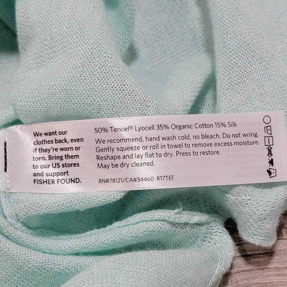 Eileen Fisher Tencel Organic Cotton Silk Blend Sweater Size Large Blue Coastal - Picture 4 of 6